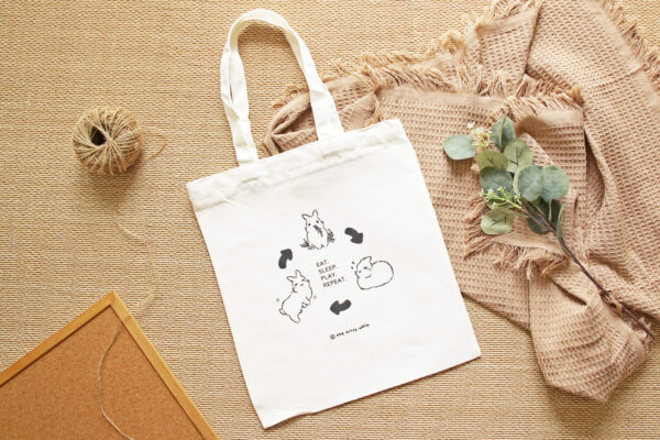 Eat Sleep Play Repeat Rabbit Tote Bag